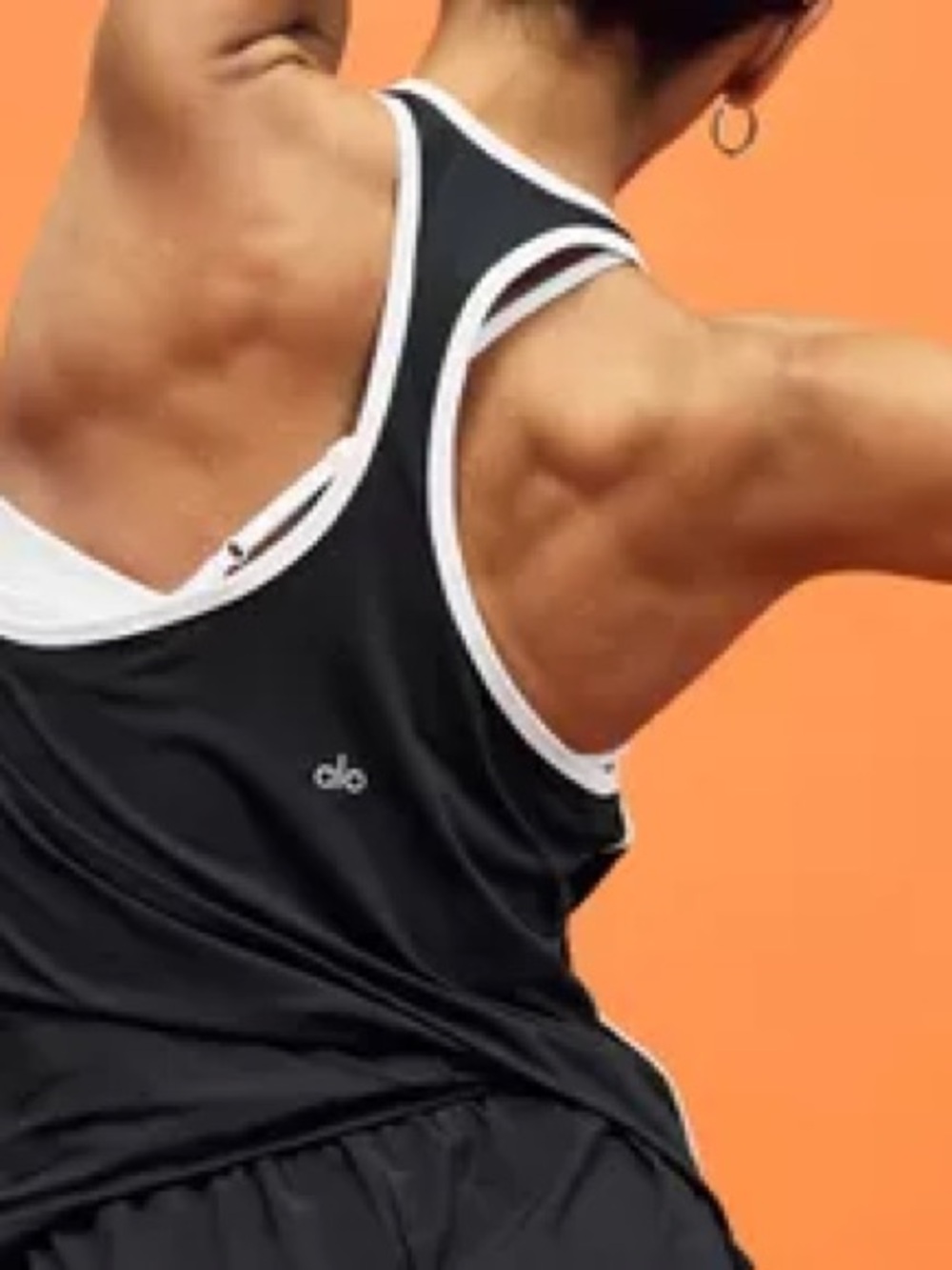 ALO • Black Racerback Tank Top with White Trim Small buttery soft